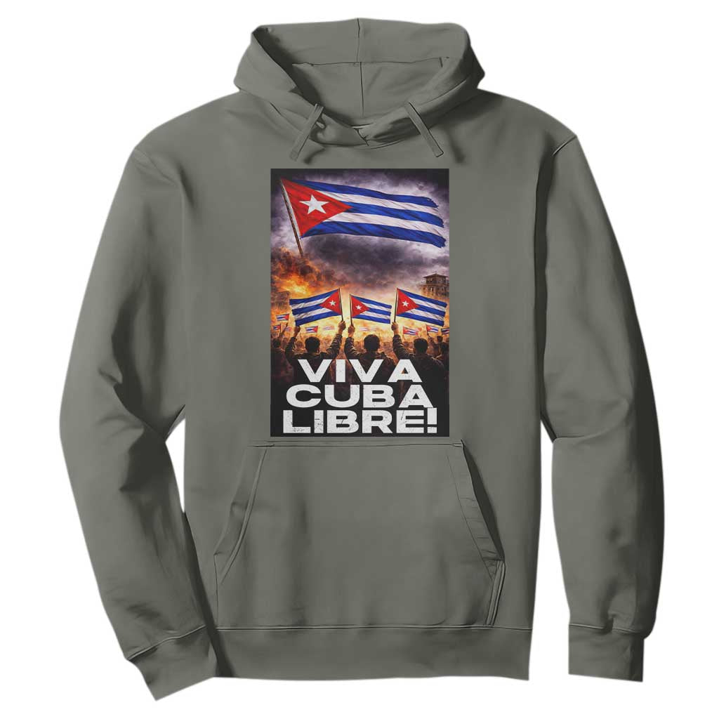 Viva Cuba Libre Hoodie Cuban Freedom Protest TS12 Military Green Print Your Wear