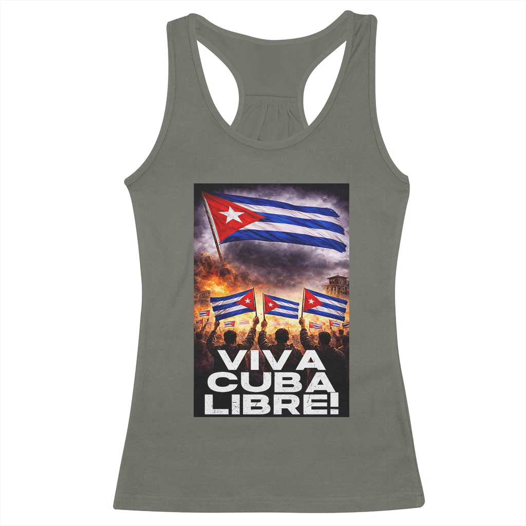 Viva Cuba Libre Racerback Tank Top Cuban Freedom Protest TS12 Military Green Print Your Wear