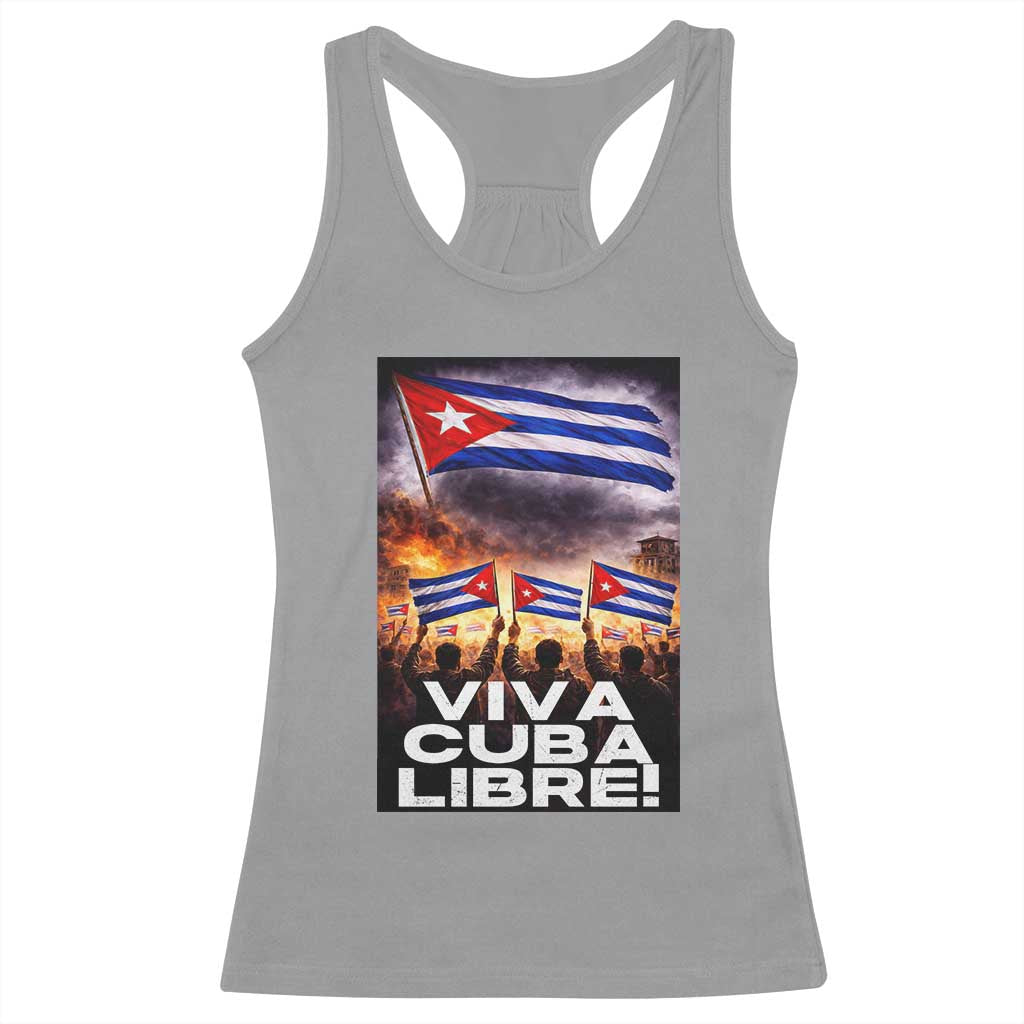 Viva Cuba Libre Racerback Tank Top Cuban Freedom Protest TS12 Sport Gray Print Your Wear