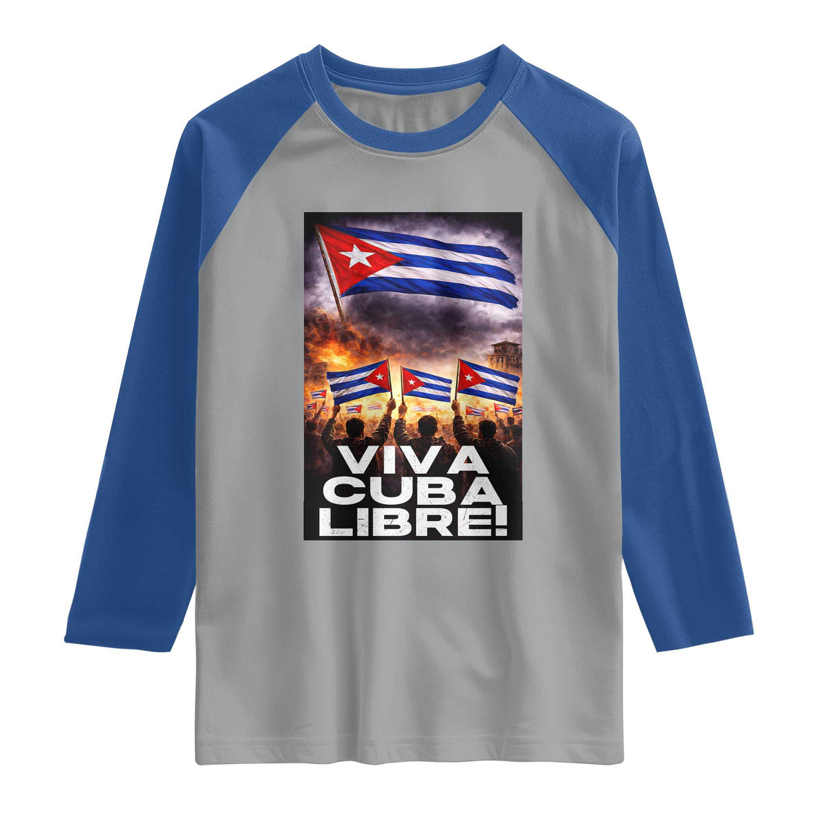 Viva Cuba Libre Raglan Shirt Cuban Freedom Protest TS12 Sport Gray Royal Print Your Wear