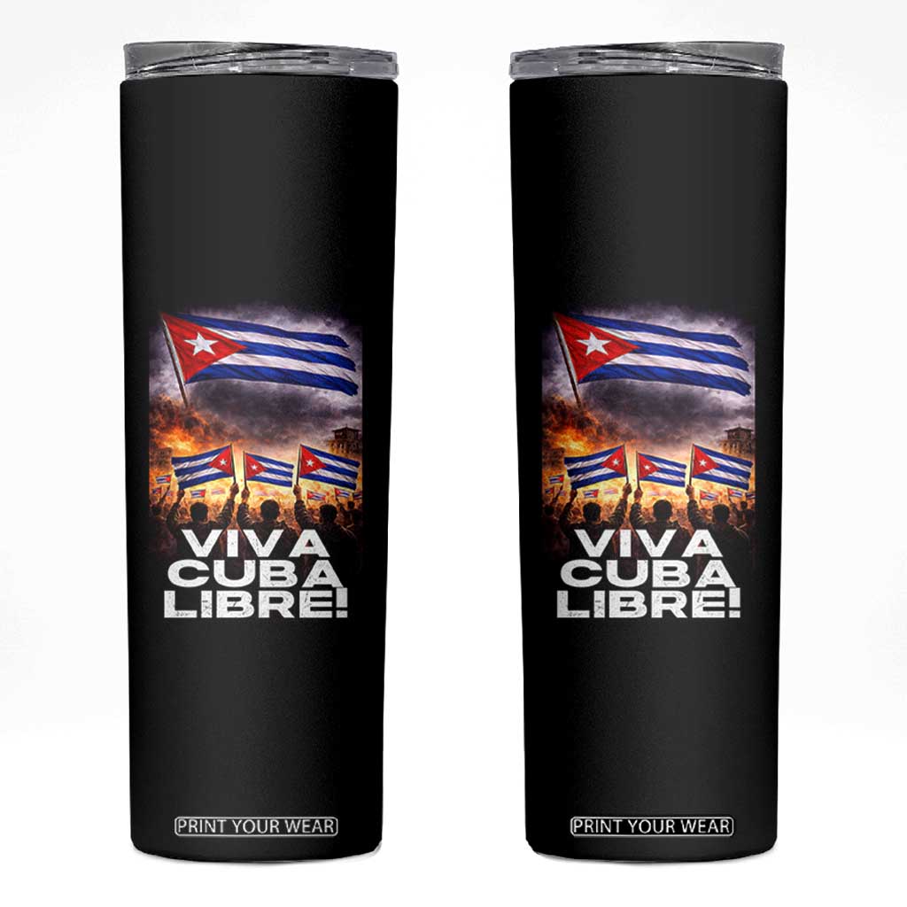 Viva Cuba Libre Skinny Tumbler Cuban Freedom Protest TS12 Black Print Your Wear