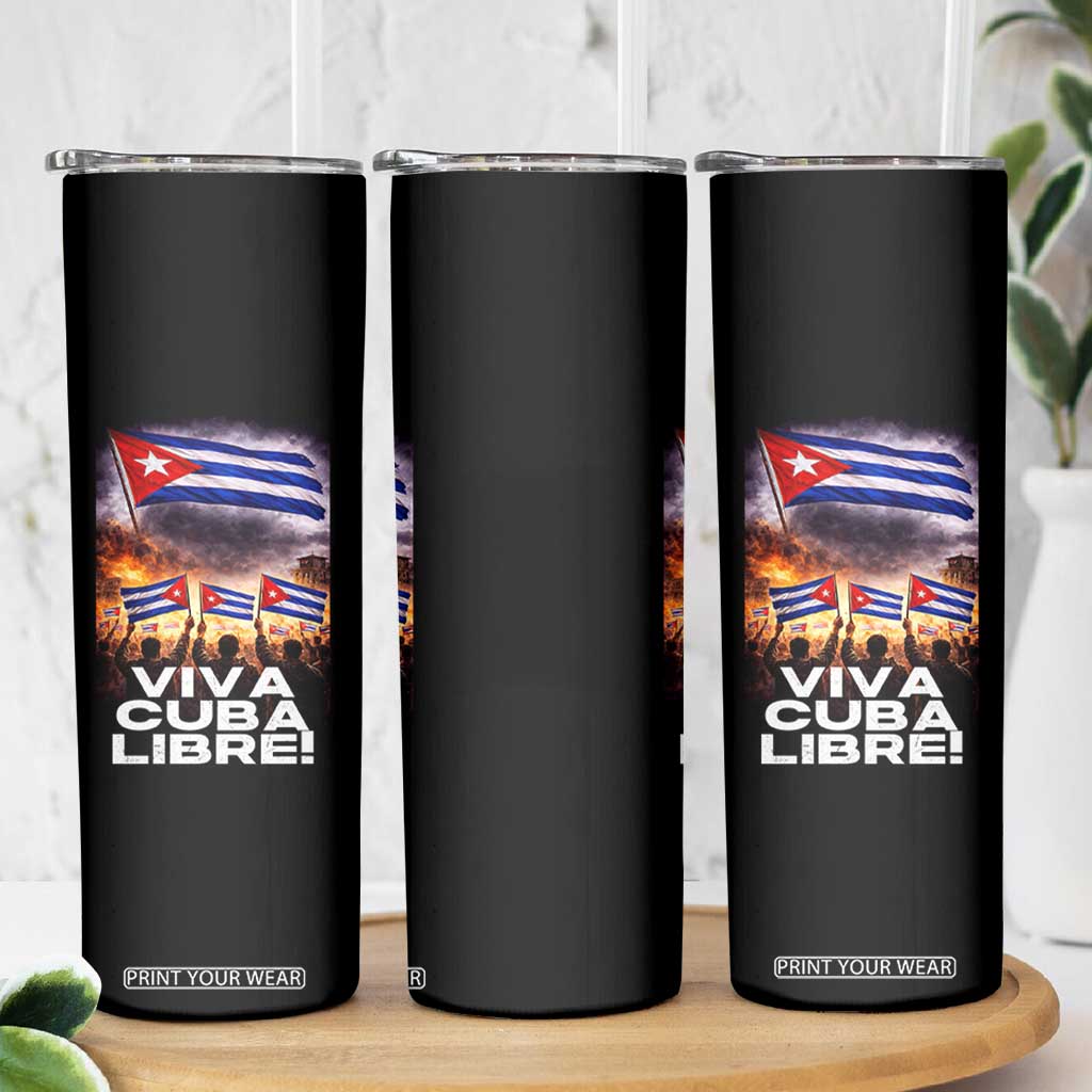 Viva Cuba Libre Skinny Tumbler Cuban Freedom Protest TS12 Print Your Wear