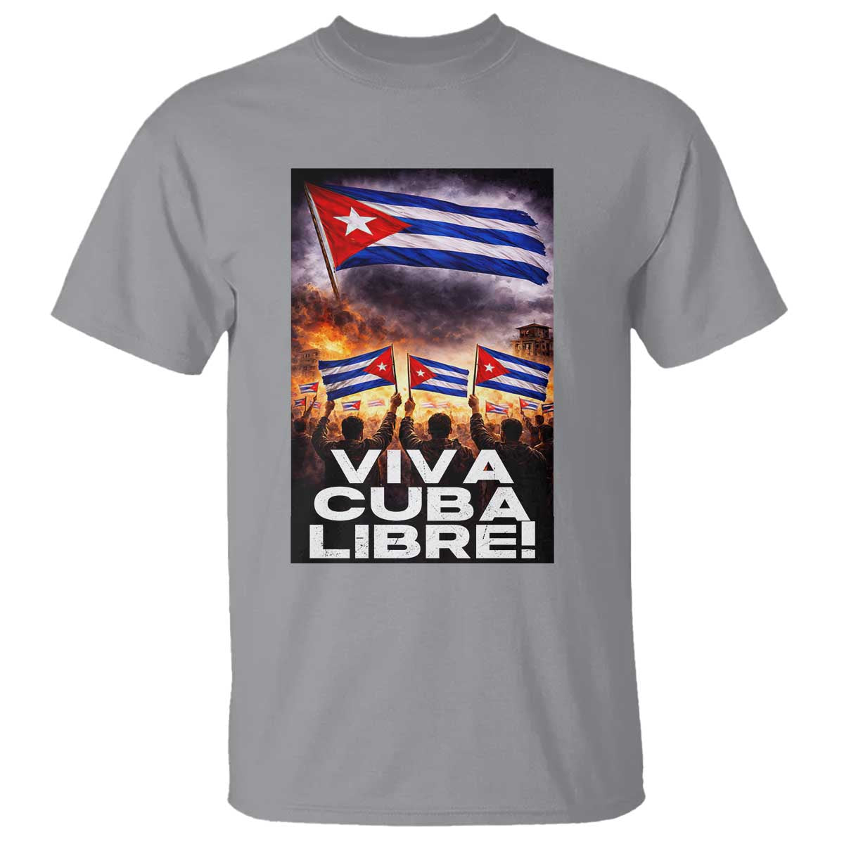 Viva Cuba Libre T Shirt Cuban Freedom Protest TS12 Sport Gray Print Your Wear