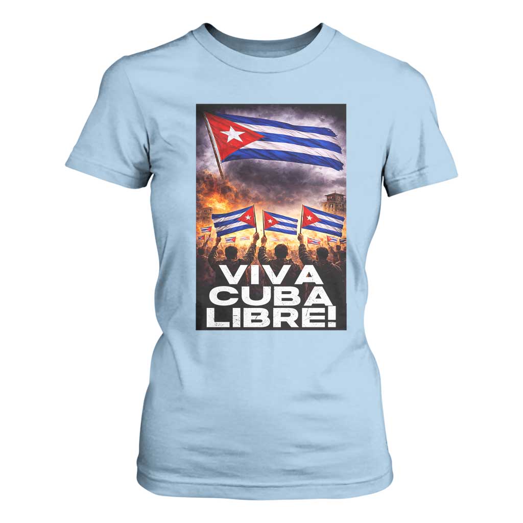 Viva Cuba Libre T Shirt For Women Cuban Freedom Protest TS12 Light Blue Print Your Wear