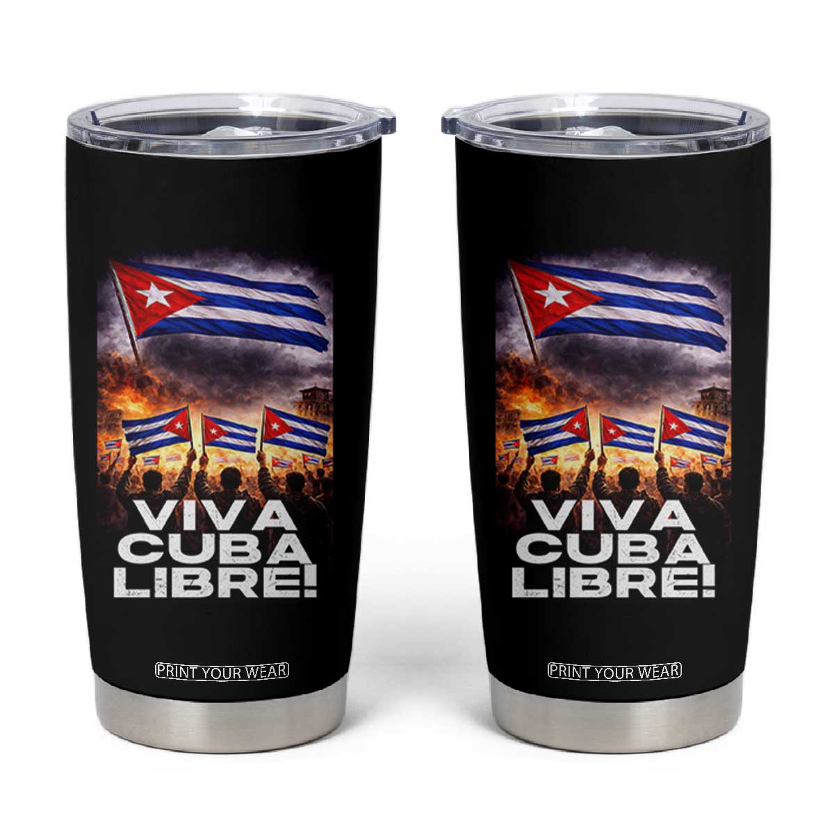 Viva Cuba Libre Tumbler Cup Cuban Freedom Protest TS12 Black Print Your Wear