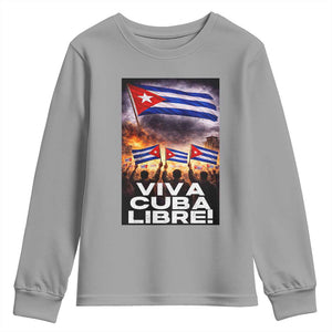 Viva Cuba Libre Youth Sweatshirt Cuban Freedom Protest TS12 Sport Gray Print Your Wear