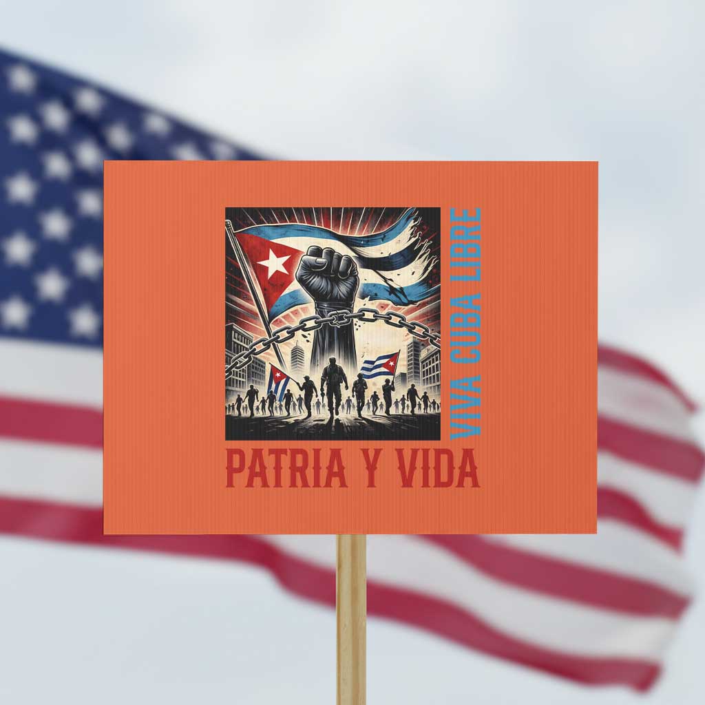 Cuban American Pride Protest Sign Viva Cuba Libre Supporter TS12 Horizontal 18