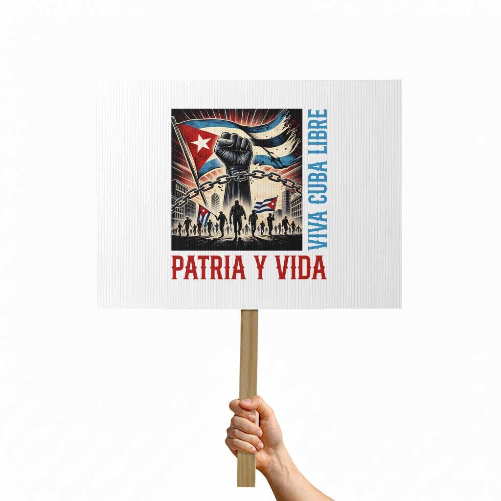 Cuban American Pride Protest Sign Viva Cuba Libre Supporter TS12 Horizontal 18