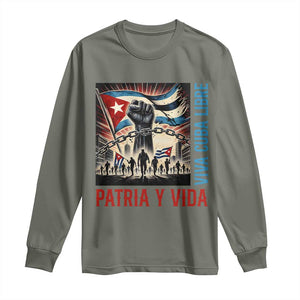 Cuban American Pride Long Sleeve Shirt Viva Cuba Libre Supporter TS12 Military Green Print Your Wear