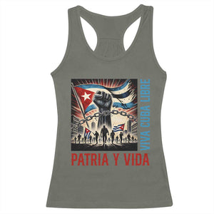 Cuban American Pride Racerback Tank Top Viva Cuba Libre Supporter TS12 Military Green Print Your Wear