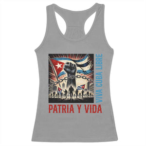 Cuban American Pride Racerback Tank Top Viva Cuba Libre Supporter TS12 Sport Gray Print Your Wear