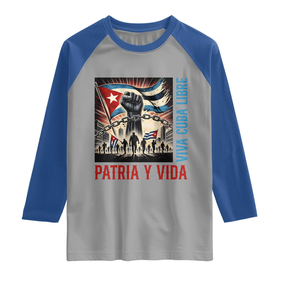 Cuban American Pride Raglan Shirt Viva Cuba Libre Supporter TS12 Sport Gray Royal Print Your Wear
