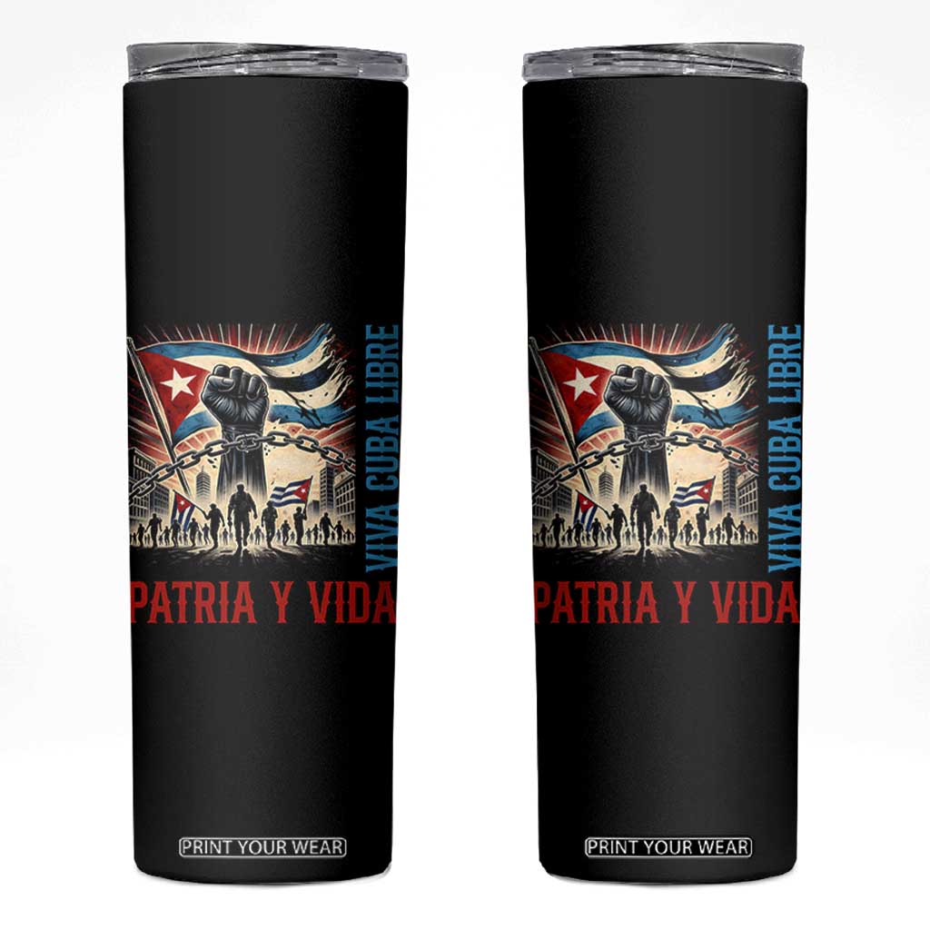 Cuban American Pride Skinny Tumbler Viva Cuba Libre Supporter TS12 Black Print Your Wear