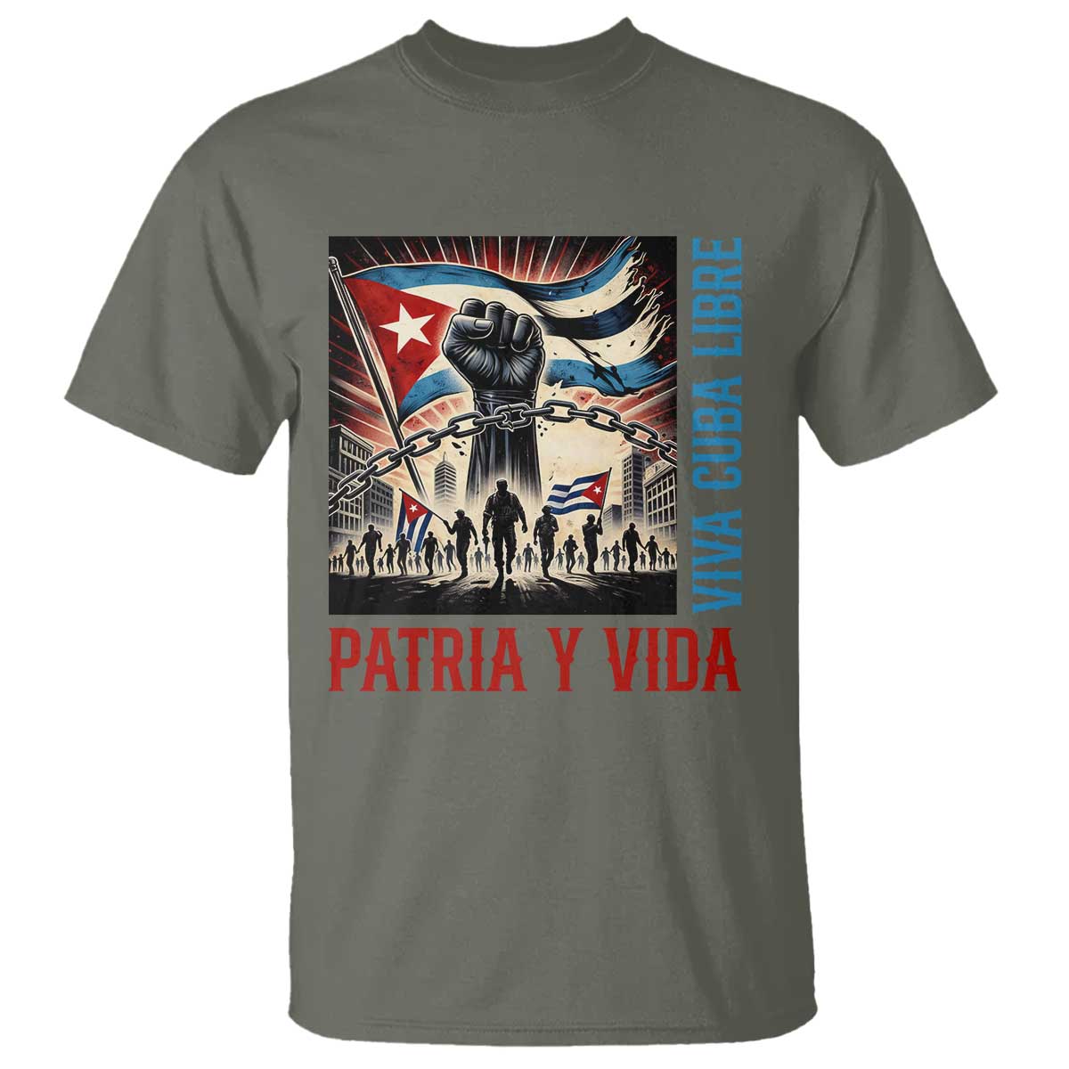 Cuban American Pride T Shirt Viva Cuba Libre Supporter TS12 Military Green Print Your Wear