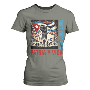 Cuban American Pride T Shirt For Women Viva Cuba Libre Supporter TS12 Military Green Print Your Wear