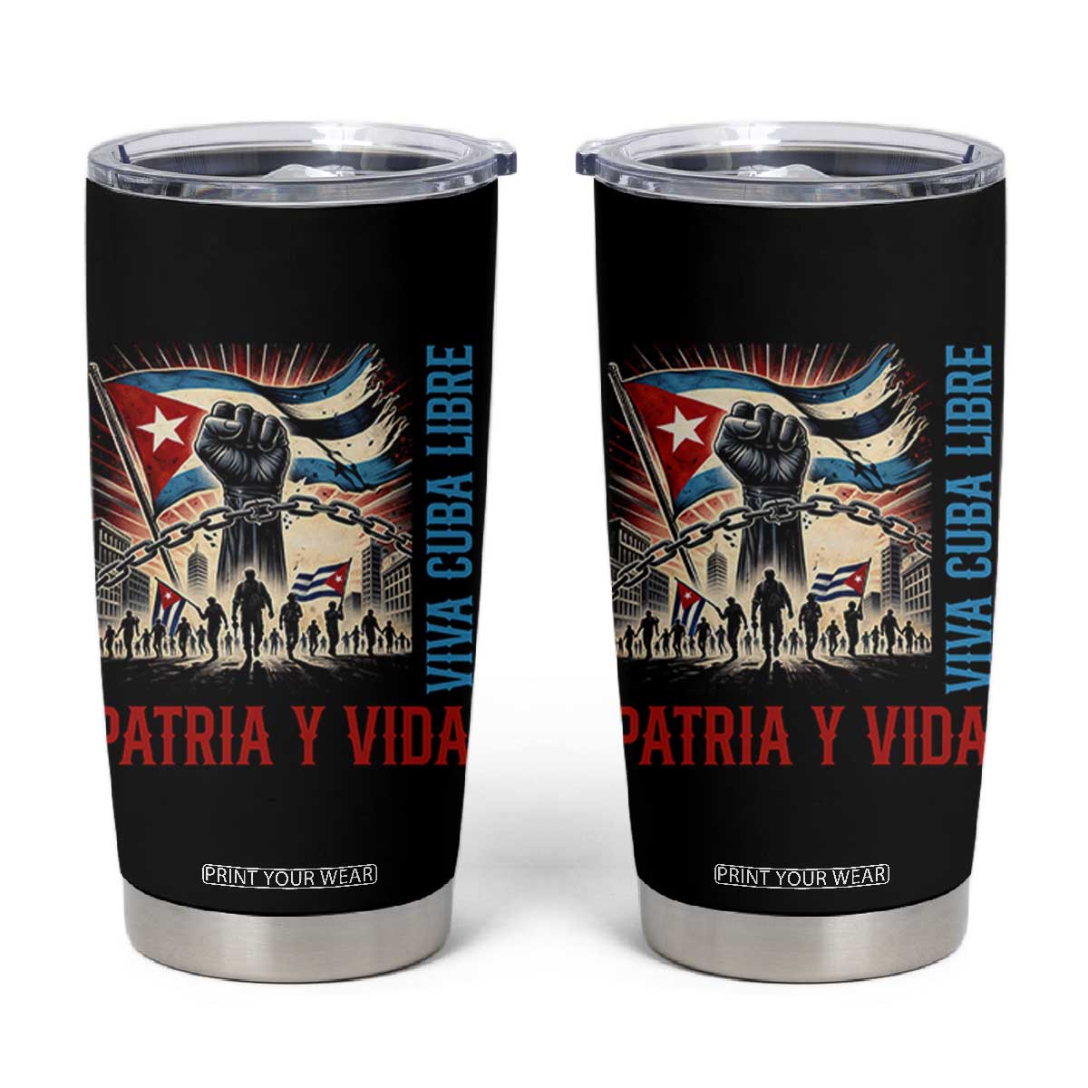 Cuban American Pride Tumbler Cup Viva Cuba Libre Supporter TS12 Black Print Your Wear