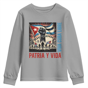Cuban American Pride Youth Sweatshirt Viva Cuba Libre Supporter TS12 Sport Gray Print Your Wear