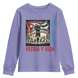 Cuban American Pride Youth Sweatshirt Viva Cuba Libre Supporter TS12 Violet Print Your Wear