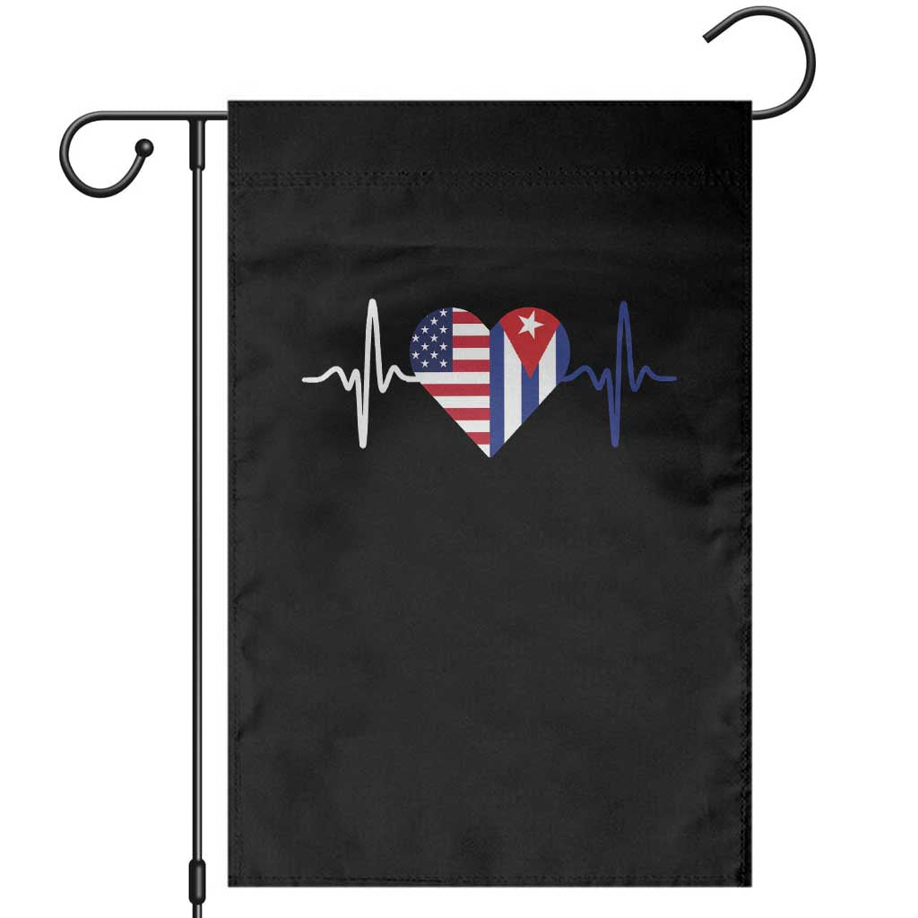 Heartbeat Cuba USA Garden Flag Cuban American Pride TS12 Black Print Your Wear