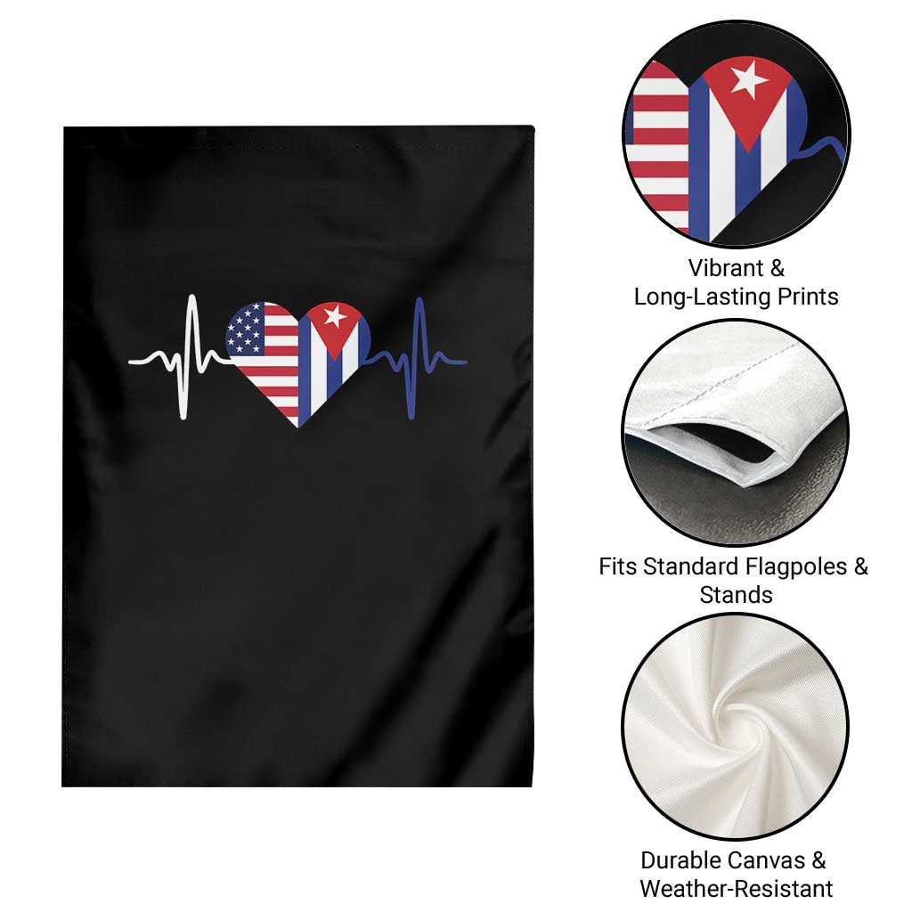 Heartbeat Cuba USA Garden Flag Cuban American Pride TS12 Print Your Wear