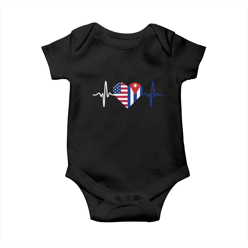 Heartbeat Cuba USA Baby Onesie Cuban American Pride TS12 Black Print Your Wear