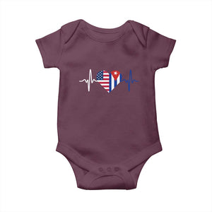 Heartbeat Cuba USA Baby Onesie Cuban American Pride TS12 Maroon Print Your Wear