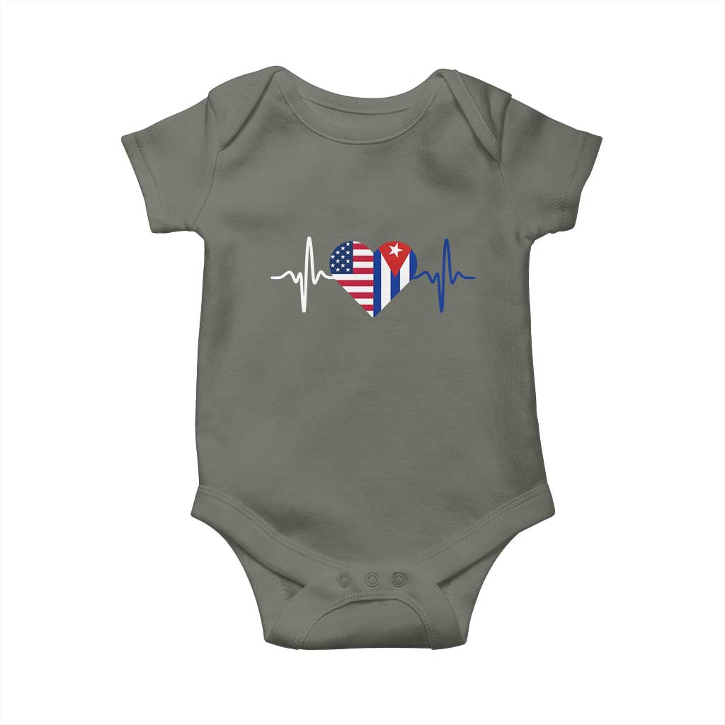 Heartbeat Cuba USA Baby Onesie Cuban American Pride TS12 Military Green Print Your Wear
