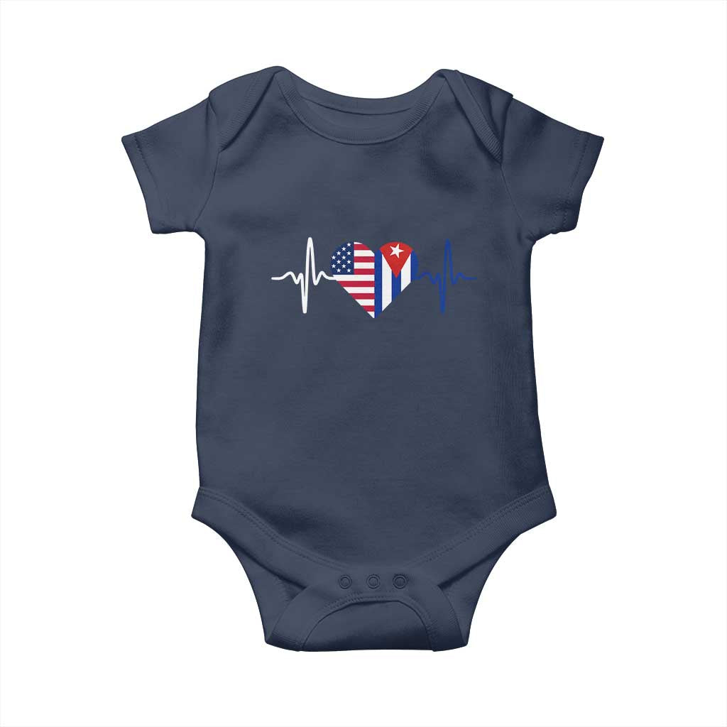 Heartbeat Cuba USA Baby Onesie Cuban American Pride TS12 Navy Print Your Wear