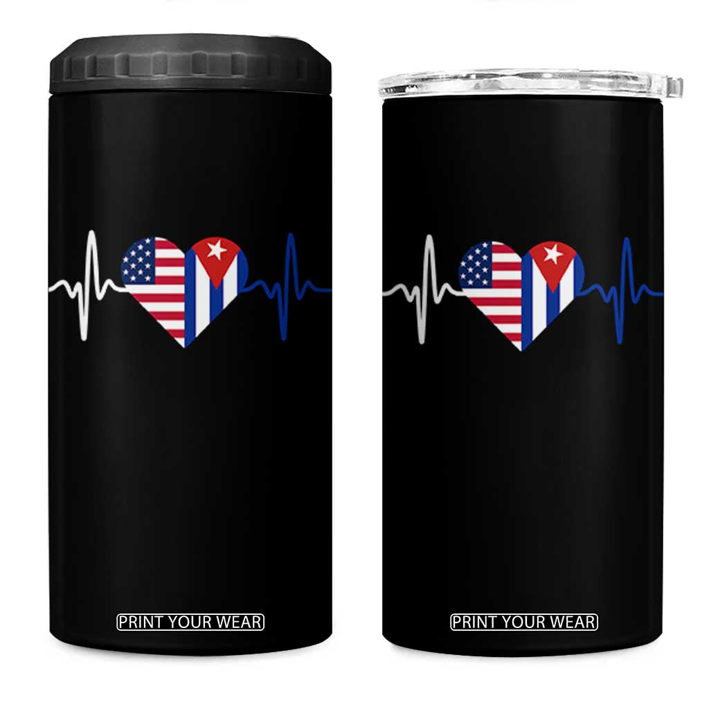Heartbeat Cuba USA 4 in 1 Can Cooler Tumbler Cuban American Pride TS12 One Size: 16 oz Black Print Your Wear