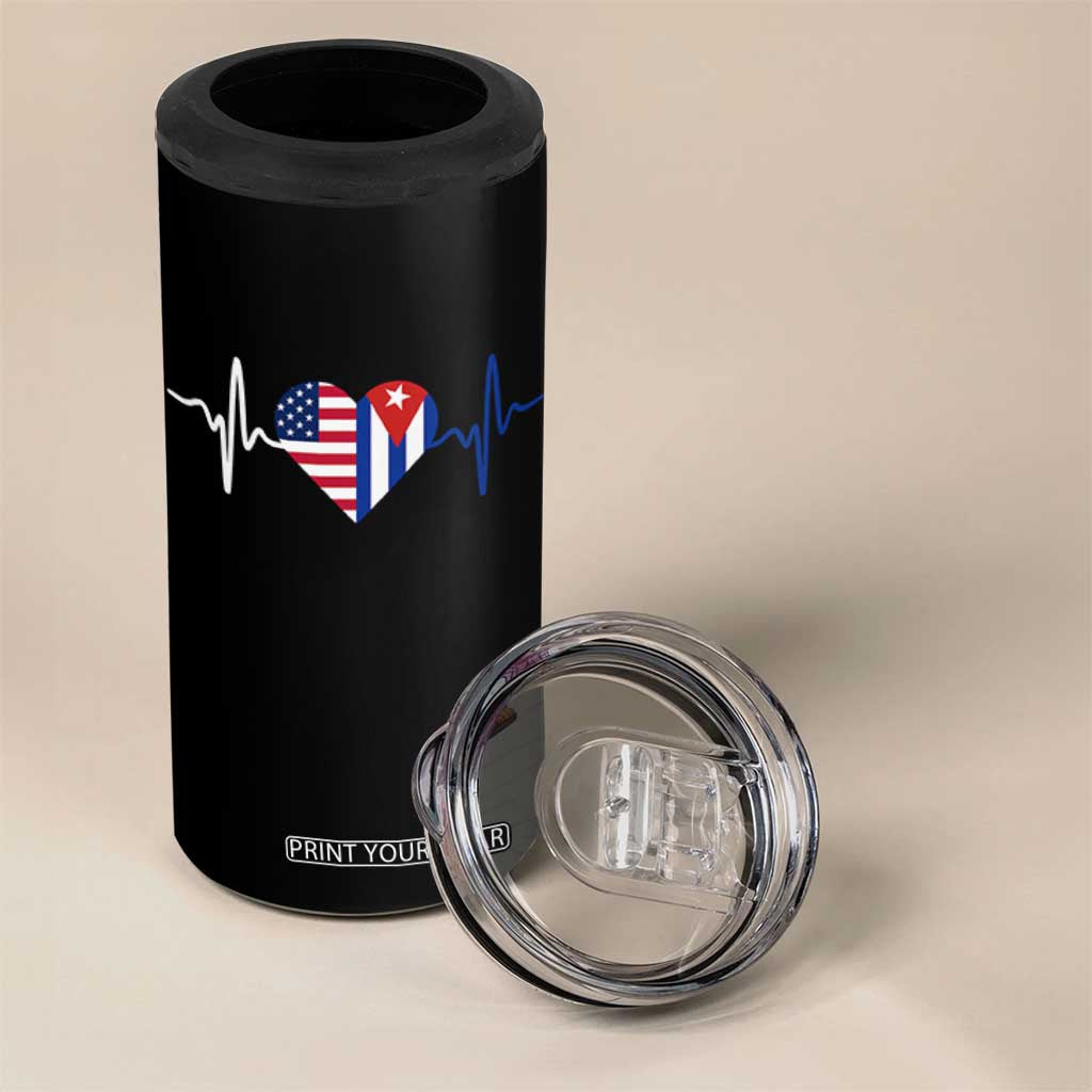 Heartbeat Cuba USA 4 in 1 Can Cooler Tumbler Cuban American Pride TS12 Print Your Wear
