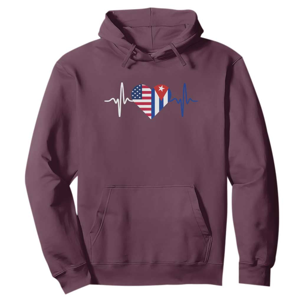 Heartbeat Cuba USA Hoodie Cuban American Pride TS12 Maroon Print Your Wear