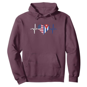 Heartbeat Cuba USA Hoodie Cuban American Pride TS12 Maroon Print Your Wear