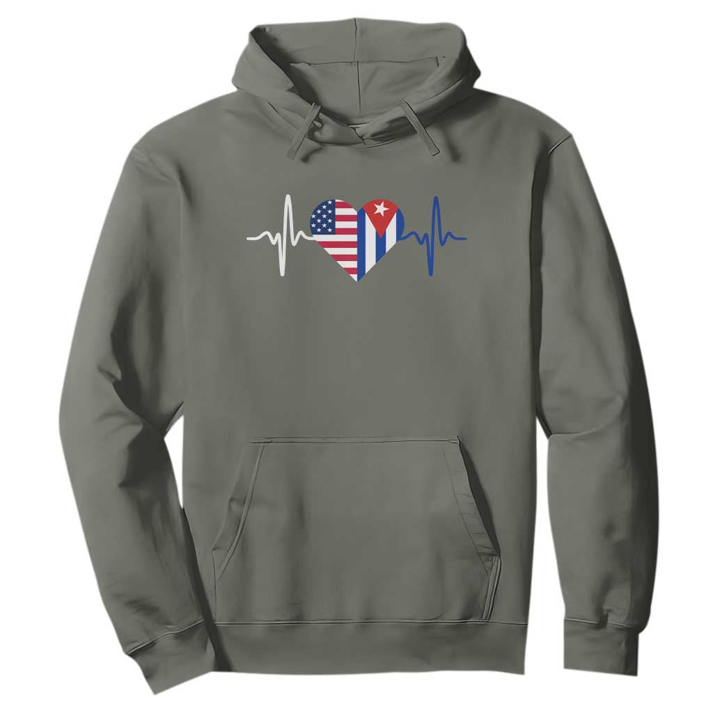 Heartbeat Cuba USA Hoodie Cuban American Pride TS12 Military Green Print Your Wear