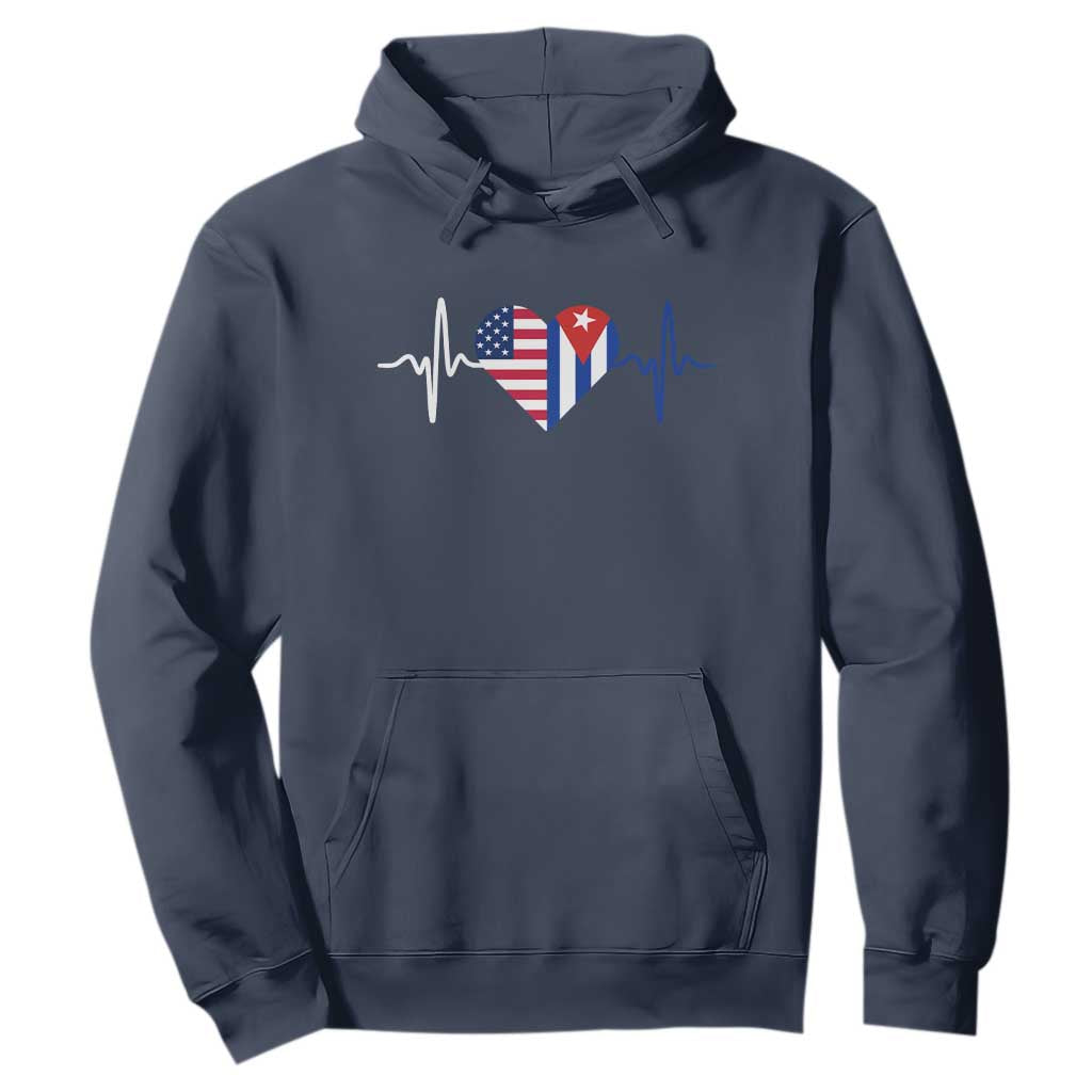Heartbeat Cuba USA Hoodie Cuban American Pride TS12 Navy Print Your Wear