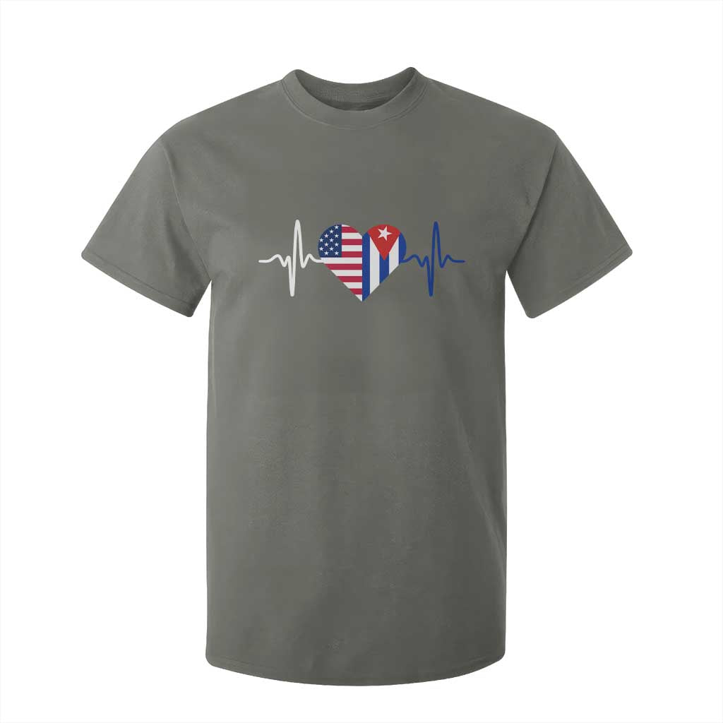 Heartbeat Cuba USA T Shirt For Kid Cuban American Pride TS12 Military Green Print Your Wear
