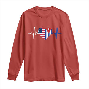 Heartbeat Cuba USA Long Sleeve Shirt Cuban American Pride TS12 Red Print Your Wear
