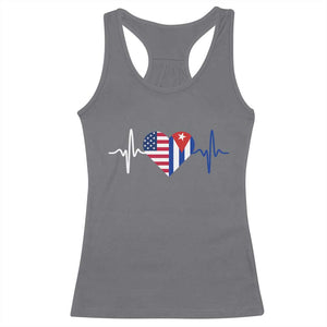 Heartbeat Cuba USA Racerback Tank Top Cuban American Pride TS12 Charcoal Print Your Wear
