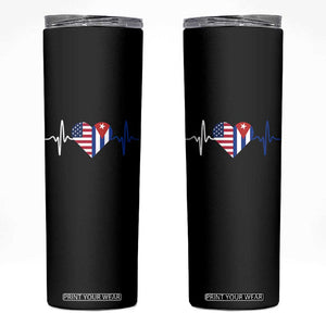 Heartbeat Cuba USA Skinny Tumbler Cuban American Pride TS12 Black Print Your Wear