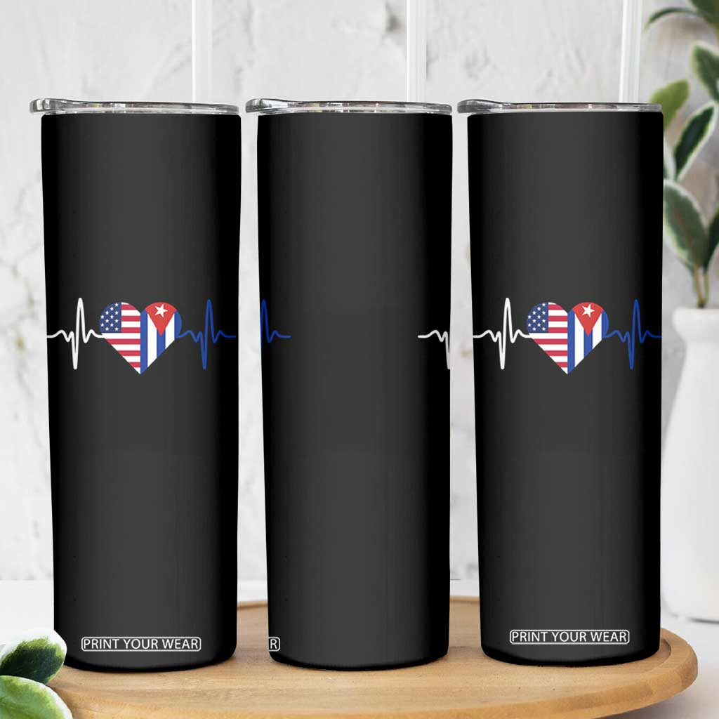 Heartbeat Cuba USA Skinny Tumbler Cuban American Pride TS12 Print Your Wear