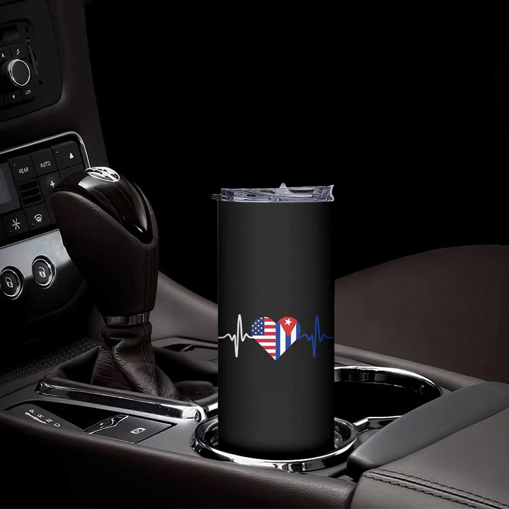 Heartbeat Cuba USA Skinny Tumbler Cuban American Pride TS12 Print Your Wear