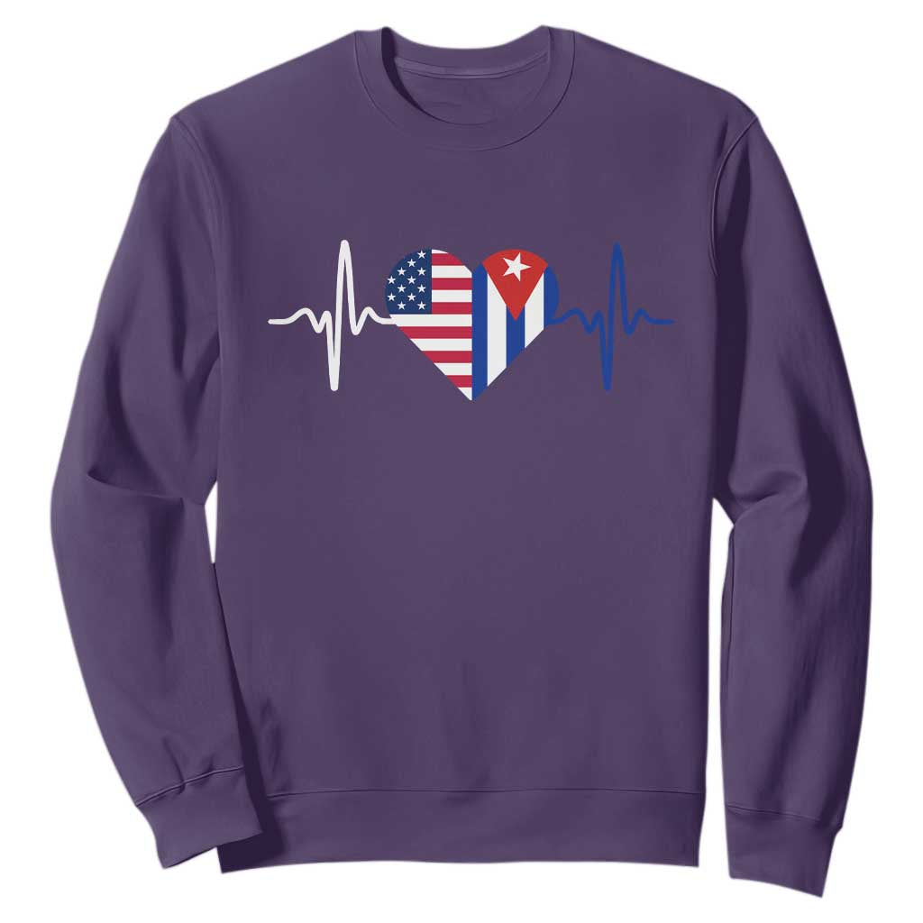 Heartbeat Cuba USA Sweatshirt Cuban American Pride TS12 Purple Print Your Wear