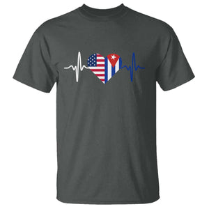 Heartbeat Cuba USA T Shirt Cuban American Pride TS12 Dark Heather Print Your Wear