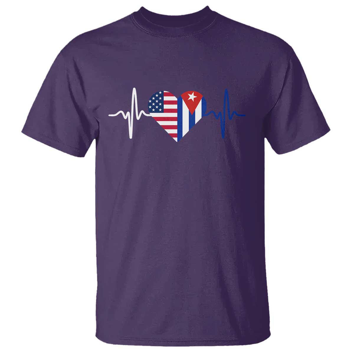 Heartbeat Cuba USA T Shirt Cuban American Pride TS12 Purple Print Your Wear