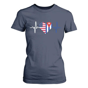 Heartbeat Cuba USA T Shirt For Women Cuban American Pride TS12 Navy Print Your Wear