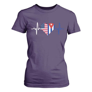Heartbeat Cuba USA T Shirt For Women Cuban American Pride TS12 Purple Print Your Wear
