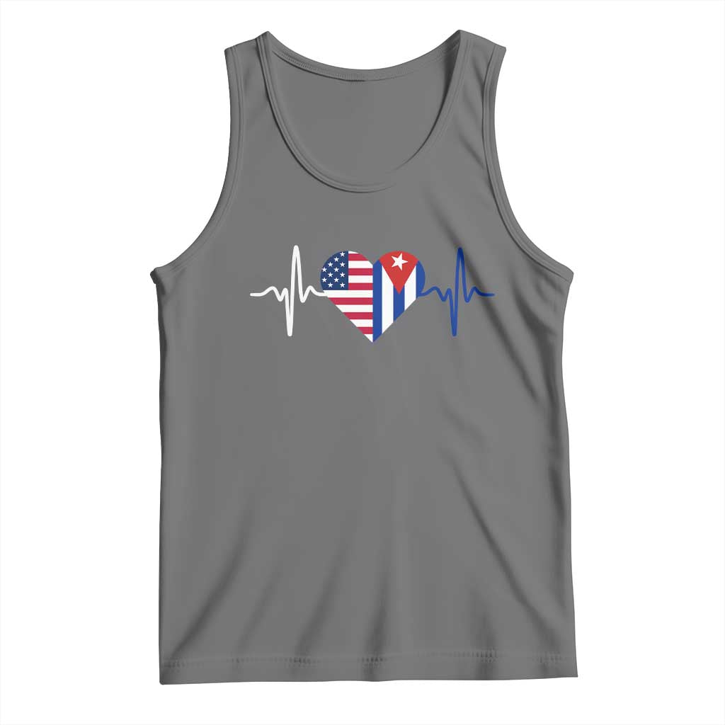 Heartbeat Cuba USA Tank Top Cuban American Pride TS12 Black Heather Print Your Wear