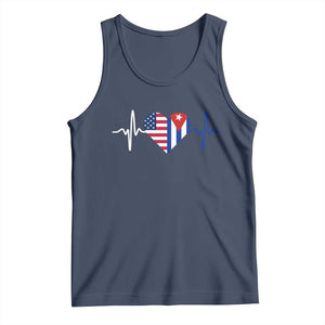 Heartbeat Cuba USA Tank Top Cuban American Pride TS12 Navy Print Your Wear
