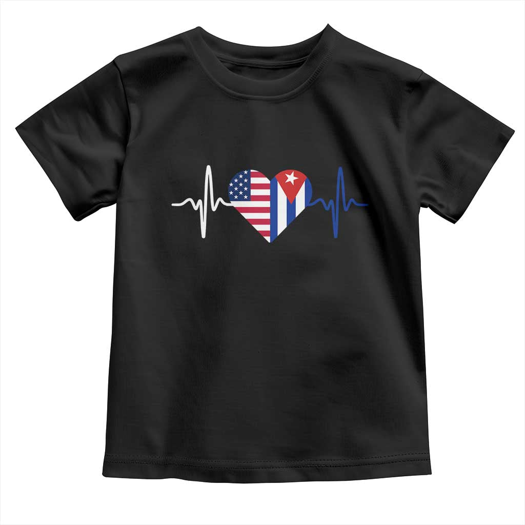 Heartbeat Cuba USA Toddler T Shirt Cuban American Pride TS12 Black Print Your Wear