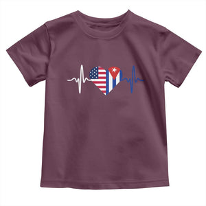 Heartbeat Cuba USA Toddler T Shirt Cuban American Pride TS12 Maroon Print Your Wear