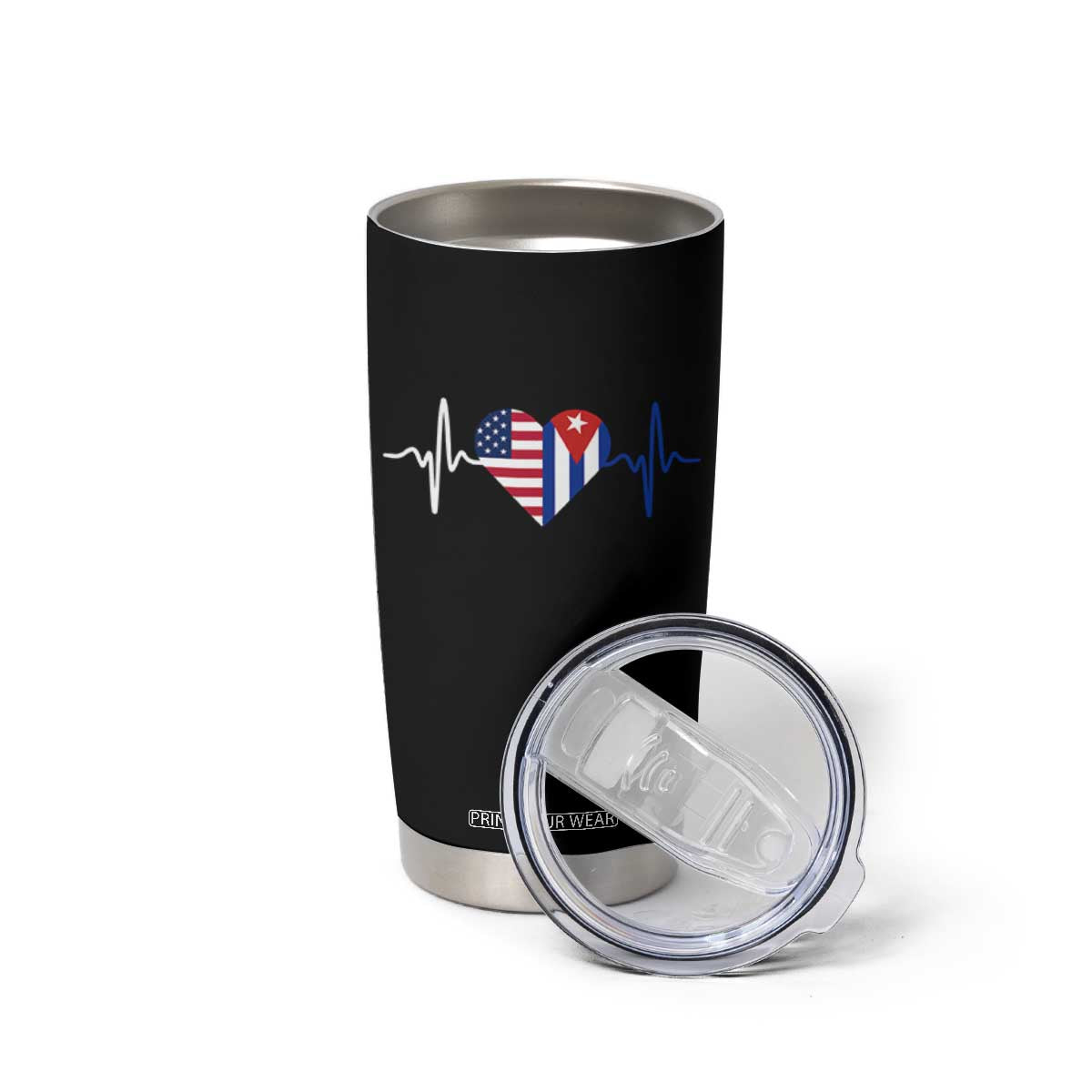 Heartbeat Cuba USA Tumbler Cup Cuban American Pride TS12 Print Your Wear